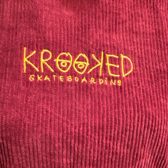 NWOT Krooked Eyes Burgundy Corduroy Hoodie - Picture 3 of 6